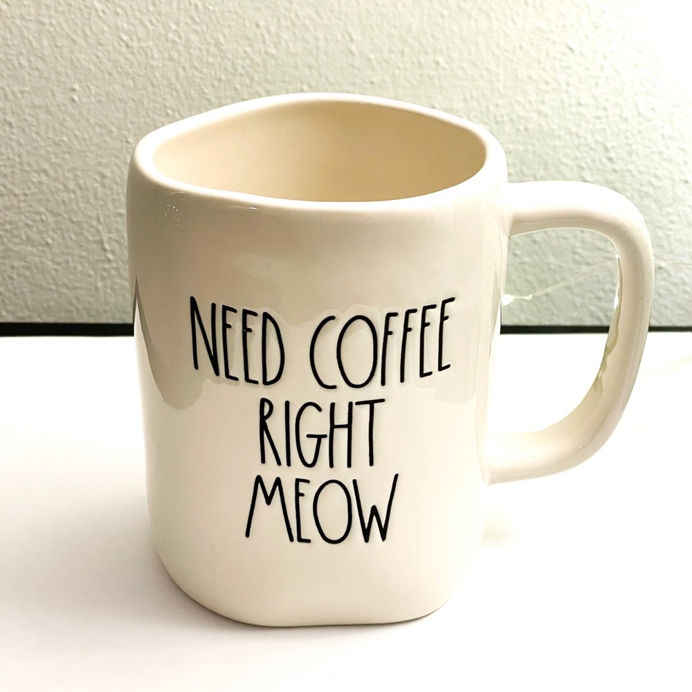 RAE DUNN 5in Ceramic Need Coffee Right Meow Coffee Mug
